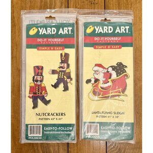 2x Yard Art DIY Wood Patterns Christmas Decor Santa Sleigh & Nutcrackers Holiday